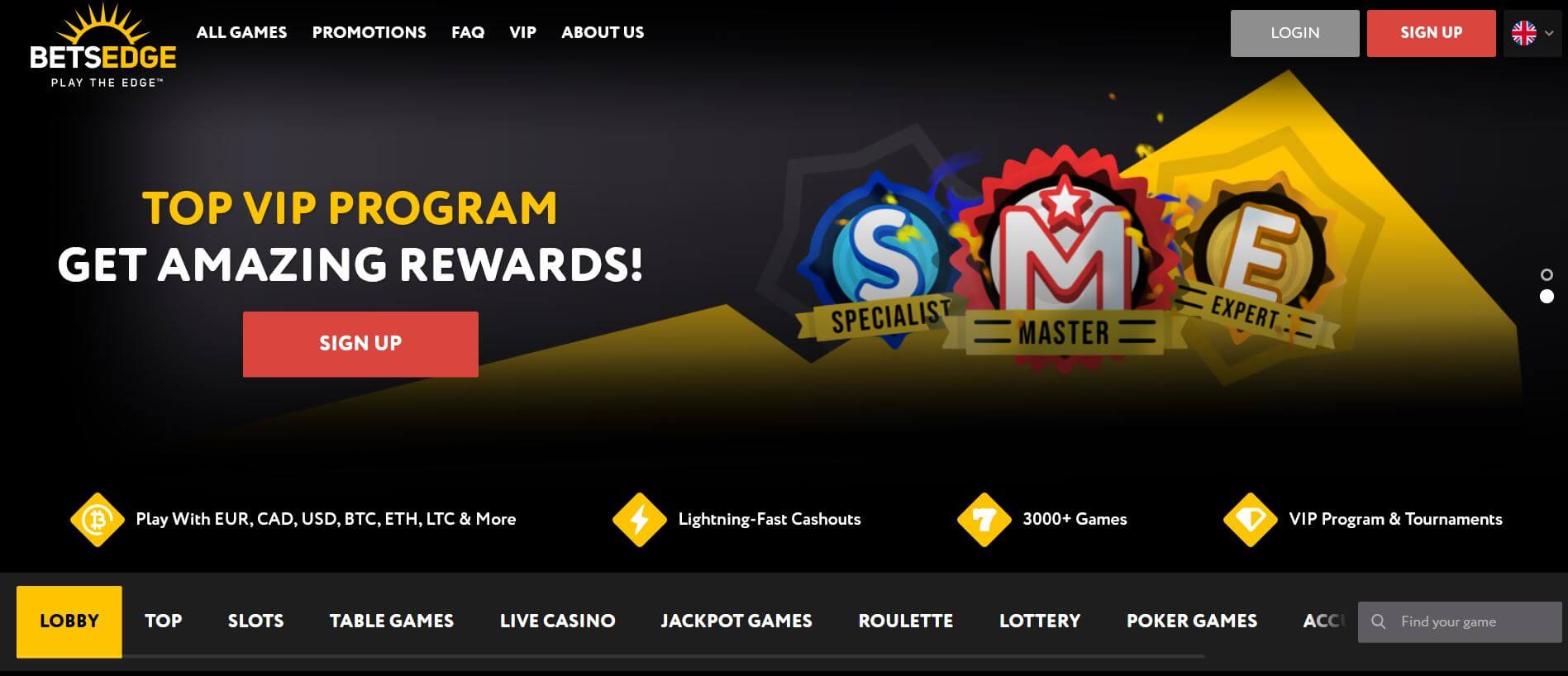 BetsEdge Casino startsida