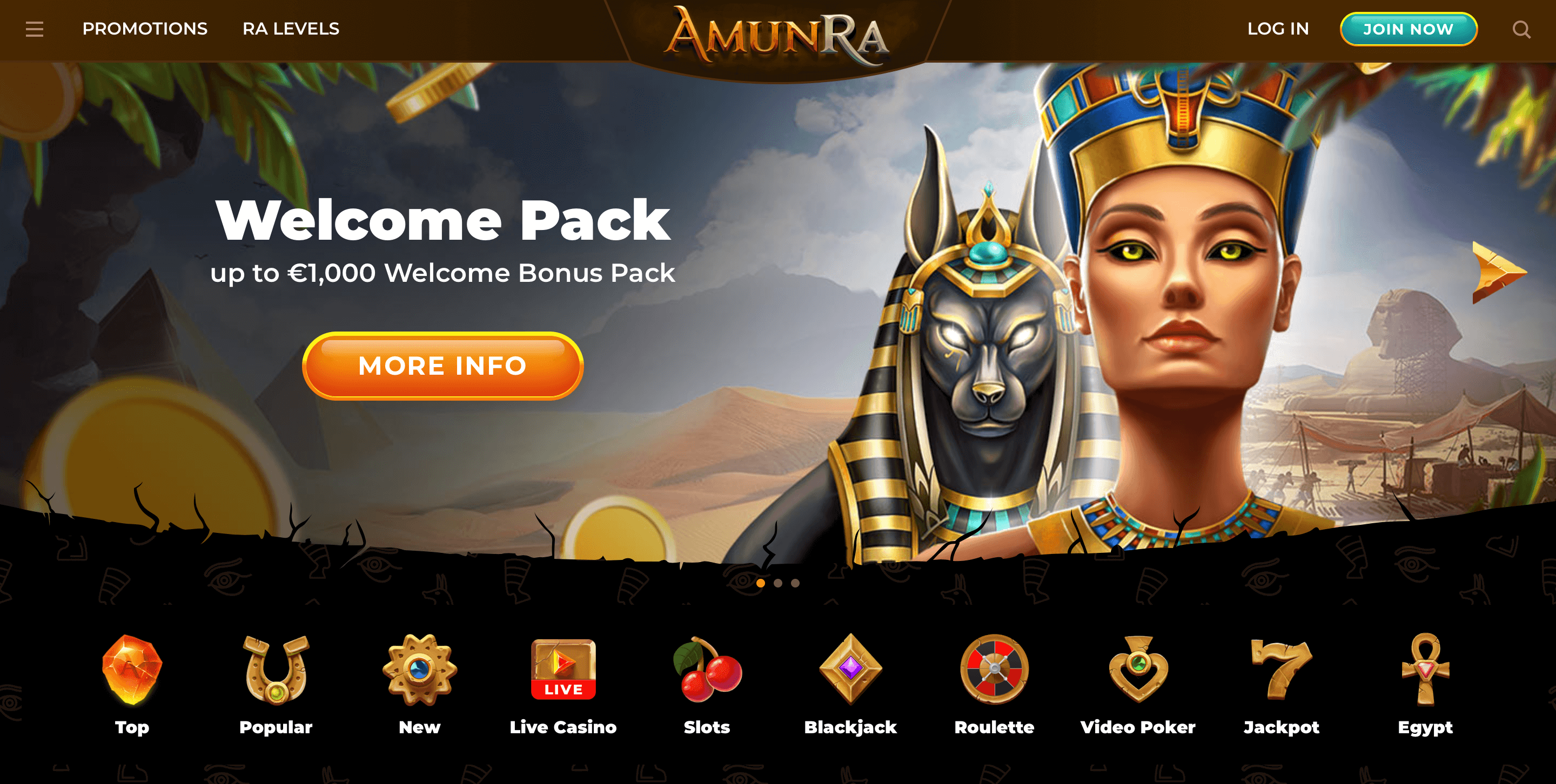 AmunRa Casino startsida